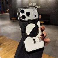 Funda para Teléfono Apple 17 Pro Max con Patrón de Cuero Texturizado Magnético, Adhesivo Lateral Electrochapado de Alta Calidad para 16, 15 Pro Max, 14
