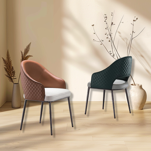 Lu เก้าอี้รับประทานอาหารหนังมีที่ยึดเหล็กทันสมัยพร้อมที่นั่งผ้าสำหรับโฮมออฟฟิศและอพาร์ทเมนต์ - Product Image 6