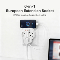 Wontravel 3 Yollu EU PD 20W Priz Adaptörü Duvar Genişletme Soketi USB ve Tip C 6'sı 1 Arada