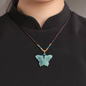 Pendentif en jade bleu naturel, forme de papillon, bijoux pour femmes, style chinois, cadeau avec certificat d'évaluation DW109 - Product Image 4
