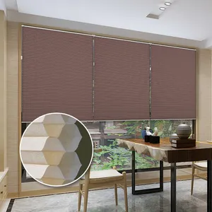 MOQ 1 ventanas de hotel beige cortinas a prueba de sonido inteligente automático eléctrico rojo persianas de panal de doble celda