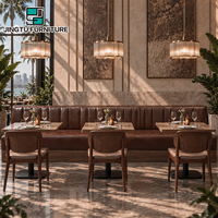 Ensemble de sièges de restaurant, ensemble de table à manger, mobilier commercial en cuir PU et bois, personnalisable, OEM, fabricant en gros, Chine