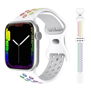<span class=keywords><strong>Correa</strong></span> Deportiva de Silicona Suave YHQ para <span class=keywords><strong>Apple</strong></span> <span class=keywords><strong>Watch</strong></span> de 45mm/49mm, Blanca, Doble Color, Último Diseño - Product Image 2