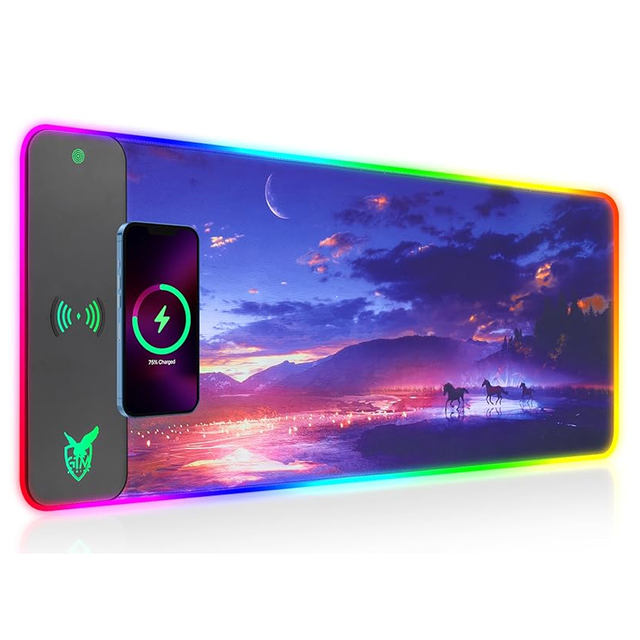Customized Rubber XXL RGB LED Light Water Resistance Non-Slip Back Wireless Charger Large Mouse Pad