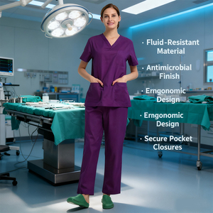 Medical Scrubs for Hospital <strong>Clinic</strong> Nurse Doctor - Anti-Static Healthcare <strong>Uniform</strong> Set Unisex Medical Scrubs Set V-Neck Short - Product Image 5