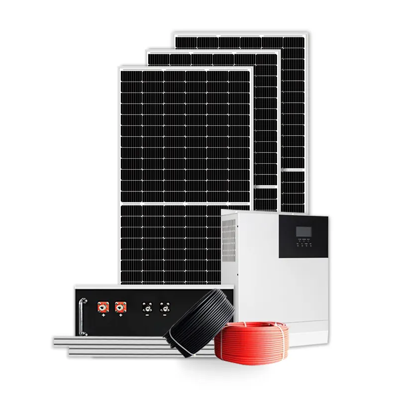 Conjunto Completo Sistema De Energia Solar fora da grade Sistema Solar Em Casa 3kva conjunto 3KW 5KW 10KW Sistema De Energia Solar