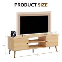 Console multimédia nordique en gros avec double porte de rangement et étagère centrale pour projets hôteliers et d'appartements, usine OEM ODM