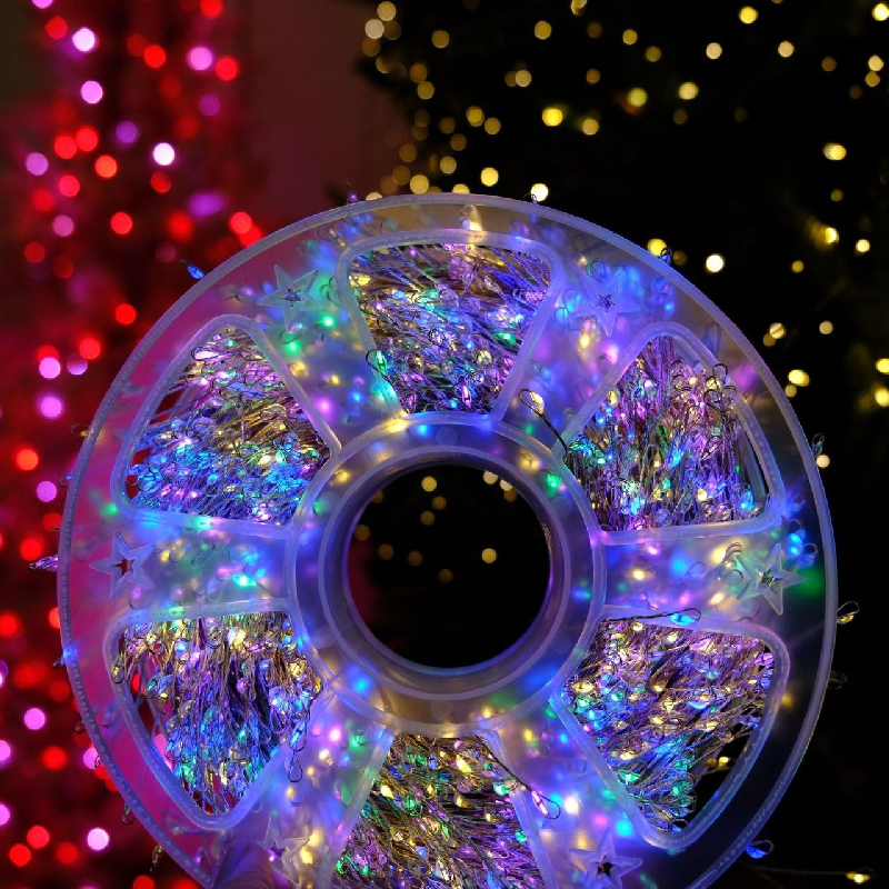 fil d'argent lumière multicolore