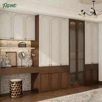 Meubles de chambre à coucher modernes de luxe en bois massif sur mesure, grande capacité, avec coiffeuse et armoire pour villa