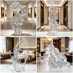 CP040 Moderna Scultura Astratta Antigraffio a Forma di Monumento, in Resina, con <span class=keywords><strong>Ali</strong></span> Verticali a Strisce Intrecciate, Ornamento da Tavolo per Villa - Product Image 6