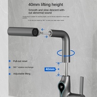 Gunmetal Robinet de lavabo en alliage de zinc à affichage numérique réglable Affichage rotatif de la température Pomme de douche à effet pluie en céramique