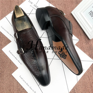 Chaussures en cuir à bout pointu, style Oxford anglais, chaussures habillées formelles pour hommes, chaussures en cuir tendance pour hommes - Product Image 6