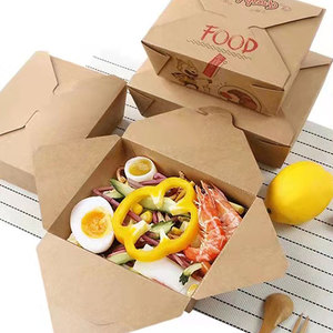 Fiambrera para llevar con logotipo personalizado, contenedor de comida rápida plegable desechable, caja de embalaje de papel Kraft marrón para ensalada de <span class=keywords><strong>sushi</strong></span> y pollo - Product Image 2