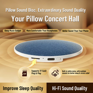 ลำโพงบลูทูธแบบแผ่นเสียงสำหรับวางใต้หมอน รุ่นบางพิเศษ เสียงคุณภาพสูง พร้อมช่องใส่การ์ด TF และตัวตั้งเวลา สำหรับการพักผ่อนและการนอนหลับ - Product Image 2
