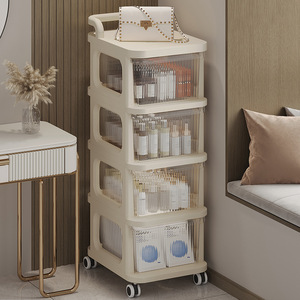 Storage Cart 5 Tier Beige With Wheels Office Organizer Desktop Storage Rack For Home Office Use - Product Image 1