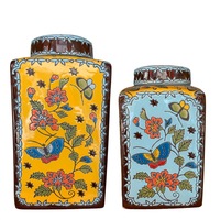 Vase en céramique de style chinois jaune, peint à la main, écologique, rétro, en porcelaine, articles décoratifs pour la table, pour le salon
