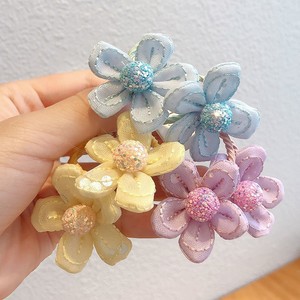 Coleteros para niños, lindos coleteros de tela con flores estilo princesa coreana, bandas para el cabello, accesorios para el cabello que no dañan el cabello. - Product Image 4