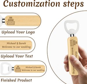 Sacacorchos de Madera Personalizado de Acero Inoxidable para Botellas de Cerveza, Regalo Promocional para Bodas y Fiestas, Abridor con Mango de Madera - Product Image 3