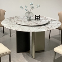Ensemble de salle à manger moderne nordique VRGO, table à manger rotative en marbre Dia.135/150, table ronde de villa avec plateau tournant pour usage hôtelier