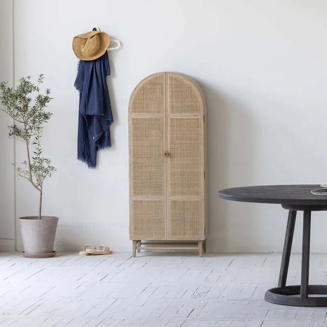 Nordic High Quality Light Luxury Natural Design Home Furniture High End Rattan Woven Cabinet