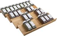 Porte-épices en bambou tiroir organisateur organisateur de stockage 4 niveaux étagère à épices pour 64 pots à épices tiroir de cuisine supports de stockage et étagères