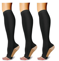Bas transparents à bout ouvert pour dames, chaussettes moulantes en Nylon pour filles, à haute Compression, Design personnalisé