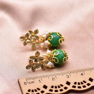 בסדר טבעי ירוק ירקן תליון מים מתוקים פרל Drop עגילים לנשים יום הולדת מתנת יוקרה כסף 925 תכשיטים - Product Image 5