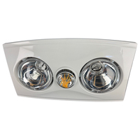 Calentador Radiante Infrarrojo Compacto de Techo con 2 Bombillas, Ahorro de Energía, Iluminación y Ventilación para Baño, Plástico