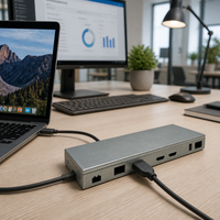 Boîtier de station d'accueil en aluminium personnalisé avec découpe pour ports HDMI pour mini PC, ordinateur portable, hub USB OEM