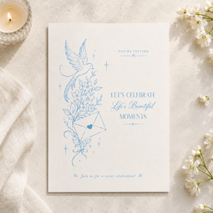 Biglietti d'invito personalizzati per celebrazioni, stile vintage con <span class=keywords><strong>disegno</strong></span> a linee, cornice floreale con colomba, carta opaca testurizzata, biglietti d'invito personalizzati per eventi - Product Image 2