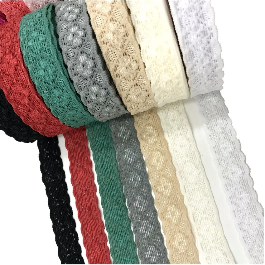 100Y/Lô 15 Colors 3/4 "Ren Đàn Hồi Trim Ribbon Cho Ban Nhạc Tóc DIY Headband Ren Cạnh Quà Tặng Webbing Phụ Kiện May Mặc