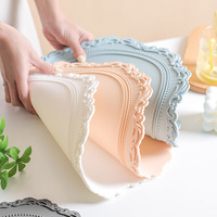 Set de table coréen en silicone avec dentelle, isolant thermique, gaufré, anti-brûlure, résistant aux hautes températures