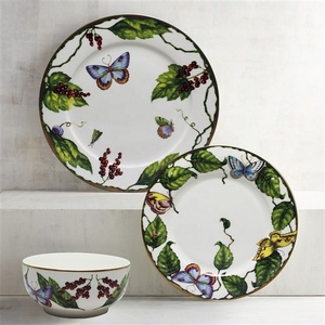 Juego de Vajilla de Cerámica con Diseño de Plantas, Tazón Verde, Excelente para Bodas, Hoteles, Platos de Porcelana de Alta Dureza - Product Image 4