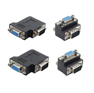 Adaptateur d'extension vertical plat 90 degrés 15Pin VGA SVGA haut vers le bas à Angle droit gauche mâle à femelle pour projecteur de moniteur de prise