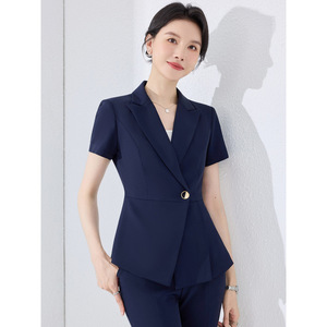 Women's Summer Suit Set Short Sleeve Professional Office Wear Anti-Wrinkle Formal <b>Work</b> Uniform for Sales Managers - Product Image 1