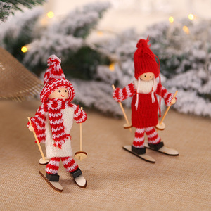 Fournitures de décoration de Noël, ornements de Noël créatifs, poupée skieur, pendentif pour arbre de Noël, mini-poupée - Product Image 1