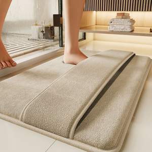 Alfombra de baño de espuma viscoelástica, rectangular, de fibra de poliéster, absorbente, antideslizante, de secado rápido, para uso en la puerta del baño - Product Image 1
