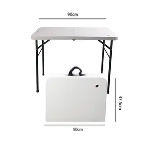 Mesa plegable de plástico multifuncional para el hogar, mesa de almacenamiento de 90cm de largo, conducción automática, para acampada, tubería de acero HDPE