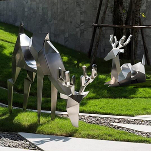 Park and garden metal stainless steel decoration animal sculpture modern life size bronze deer garden statues - Product Image 5