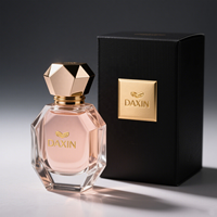 Flacon de parfum en verre coloré personnalisé OEM&ODM avec bouchon diamant unique, boîte cadeau en papier noir et or de qualité supérieure