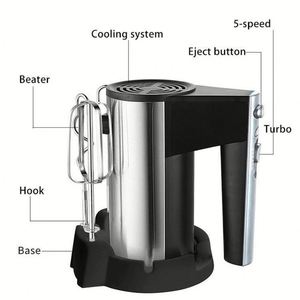 เครื่องตีไข่ไฟฟ้าแบบมือถือ Cx-6629 รุ่น Base 5 Speed Turbo 200w 250w สีสแตนเลสสตีลแบบกำหนดเองได้ พร้อมฐานเก็บ - Product Image 6