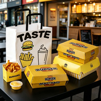 Boîtes repas pliables personnalisées en gros, imprimées, écologiques, biodégradables, pour la restauration rapide, hamburgers, frites, avec compartiments