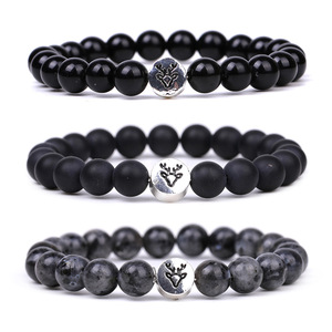 Women's purple agate <b>bracelet</b> Lava stone beaded <b>bracelet</b> Interlaced ball beaded <b>bracelet</b> - Product Image 3