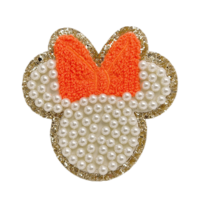 Parche adhesivo de chenilla para la cabeza de <span class=keywords><strong>Minnie</strong></span> Mouse, parche adhesivo con borde brillante de Disney Park - Product Image 1