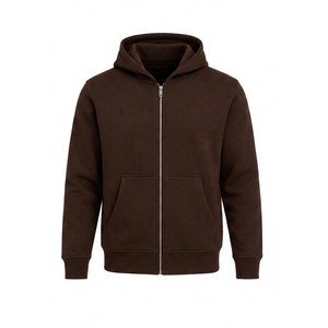 Sweat-shirt à capuche zippé pour homme en molleton 100% coton, couleur unie, coupe classique, respirant, écologique, streetwear, décontracté, manches longues - Product Image 1