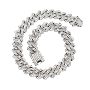 Chaînes cubaines en acier inoxydable de haute qualité, personnalisées, bon marché, avec pierres glacées, pour garçons, collier, ras de cou, largeur 20 mm - Product Image 1