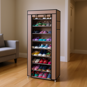 Zapatero de 10 niveles de tela no tejida, marrón, que ahorra espacio, alto y estrecho, mueble de almacenamiento independiente para armario - Product Image 2
