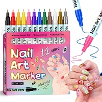 Ensemble de 12/24 stylos pour nail art, stylos à peinture acrylique 3D, stylos à points pour nail art, stylos à peinture acrylique, stylos à pointe fine avec pointe extra fine