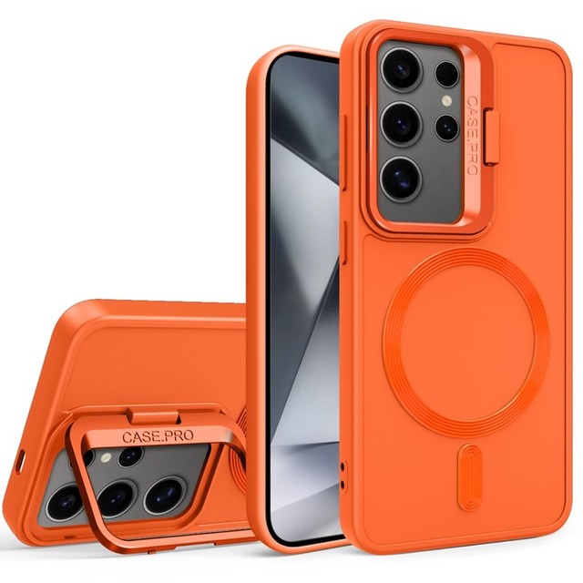 Shockproof 360 Magnet Camera Lens With Bracket Stand Holder Phone Case for Samsung Galaxy S24 Ultra 15 Pro Max