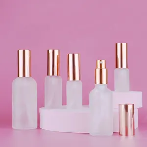 Rose Goud Zand Etherische Olie Fles Transparant Frosted Parfum Fles Glazen Spuitfles 5Ml 10Ml 15Ml 20Ml 30Ml 50Ml 100Ml